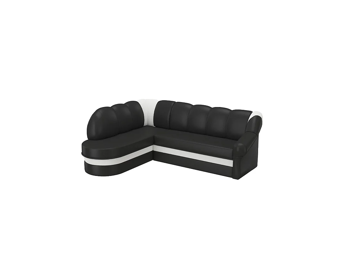 Canapé d'angle gauche convertible BENANA 250 cm noir et blanc avec coffre