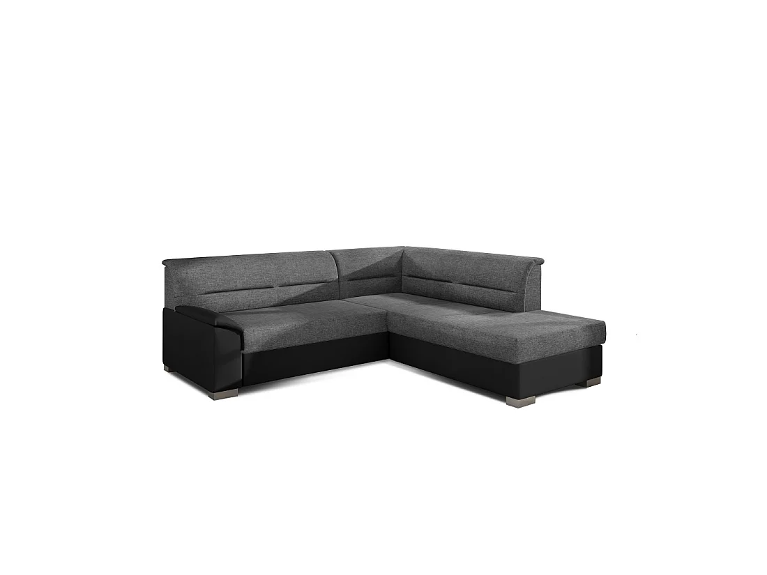 Canapé d'angle convertible TROMSO gris et noir – Angle droit avec coffre