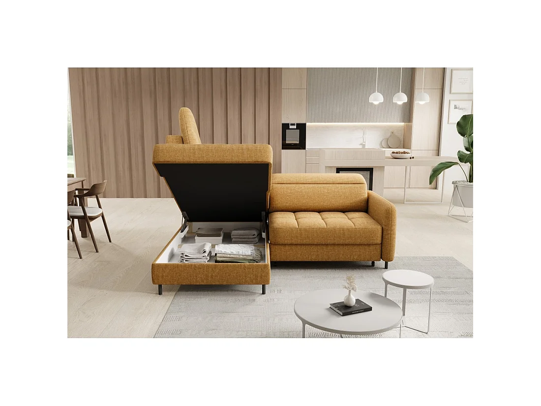 Canapé d'angle gauche convertible BARNEA 208 cm camel avec rangement