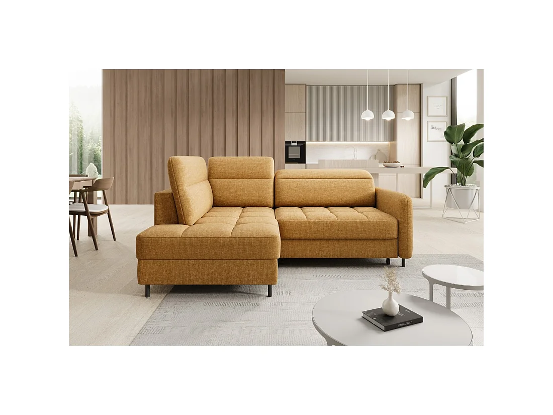 Canapé d'angle gauche convertible BARNEA 208 cm camel avec rangement