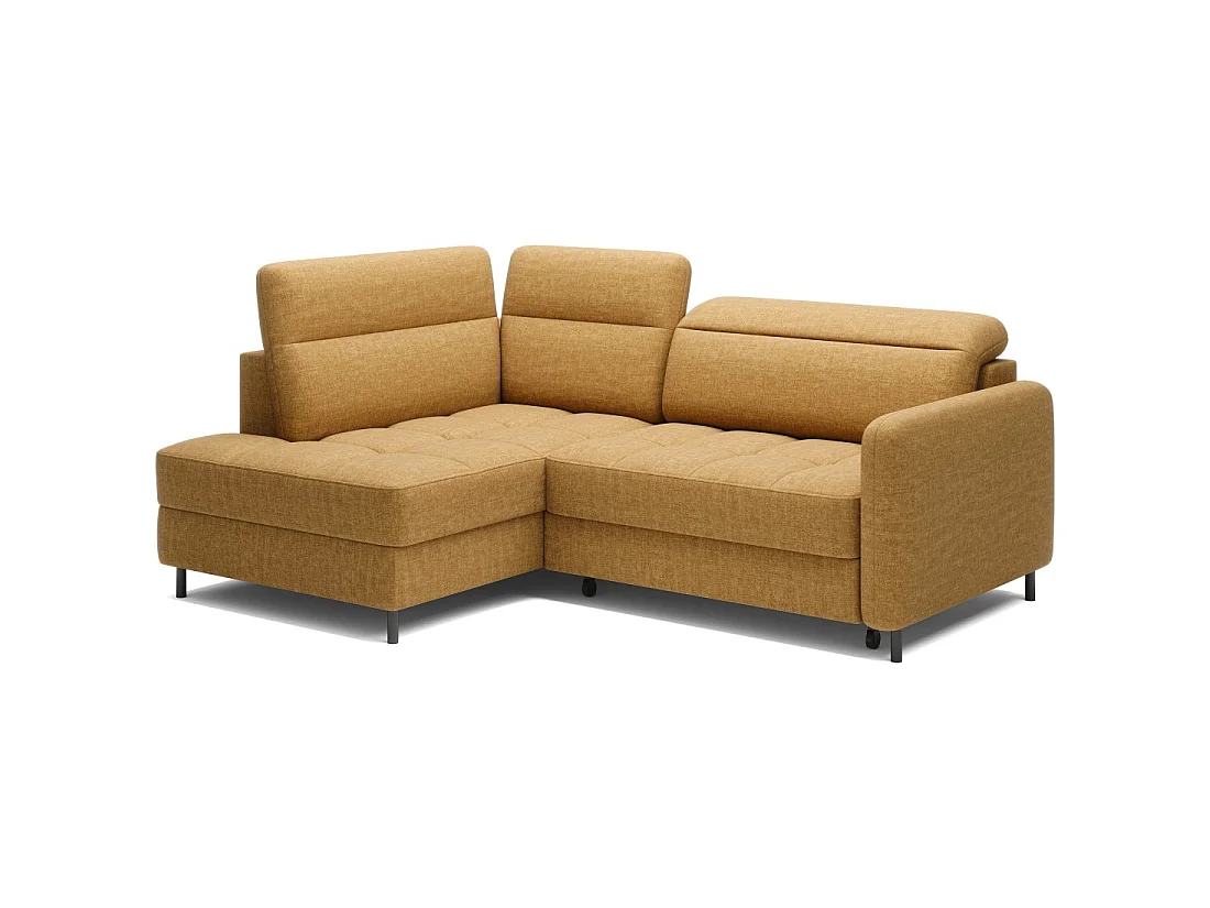 Canapé d'angle gauche convertible BARNEA 208 cm camel avec rangement