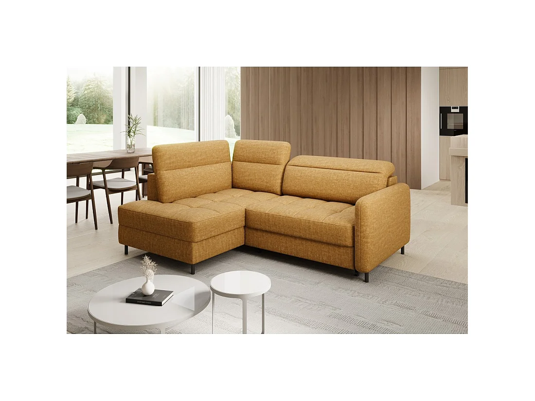 Canapé d'angle gauche convertible BARNEA 208 cm camel avec rangement