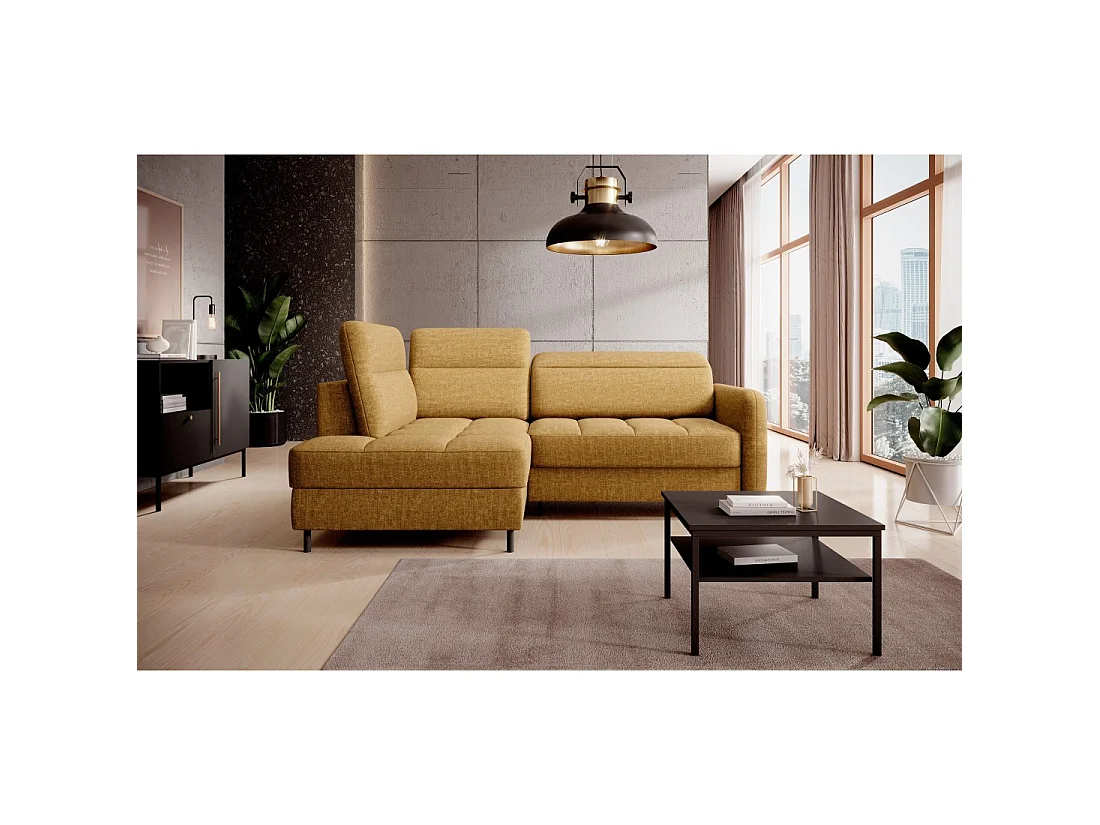 Canapé d'angle gauche convertible BARNEA 208 cm camel avec rangement