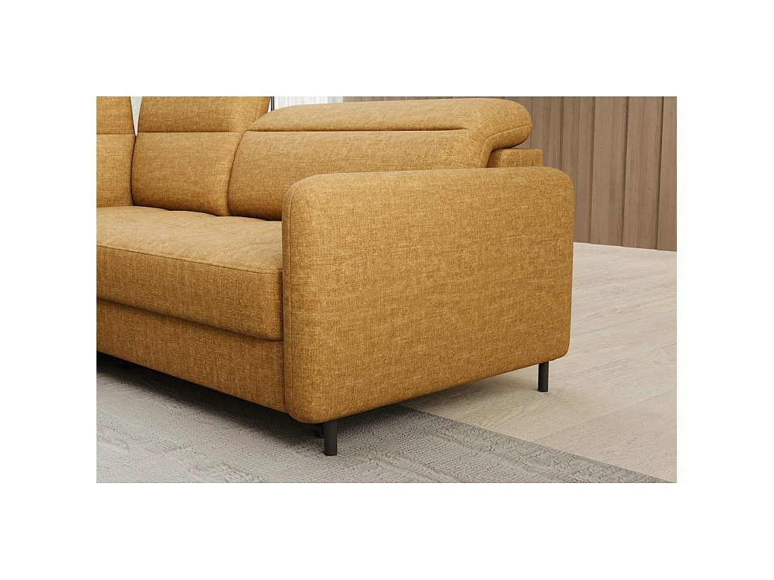 Canapé d'angle gauche convertible BARNEA 208 cm camel avec rangement