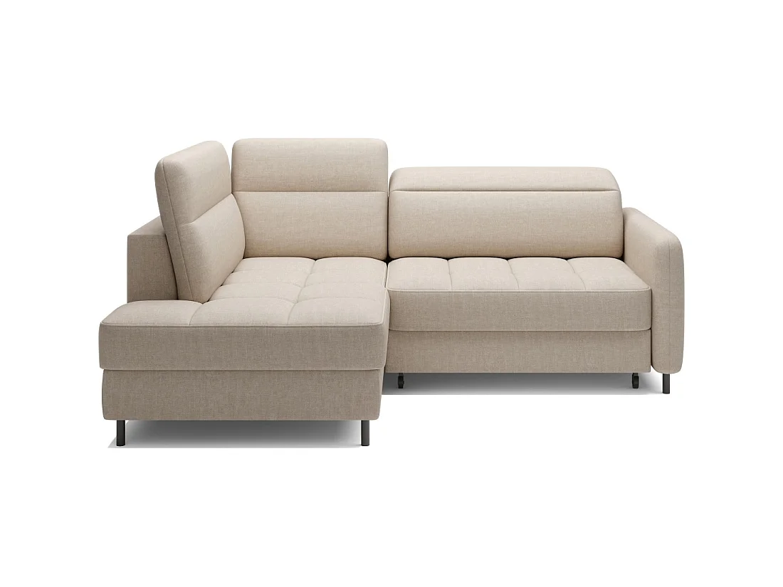 Canapé d'angle gauche convertible BARNEA 208 cm crème avec rangement