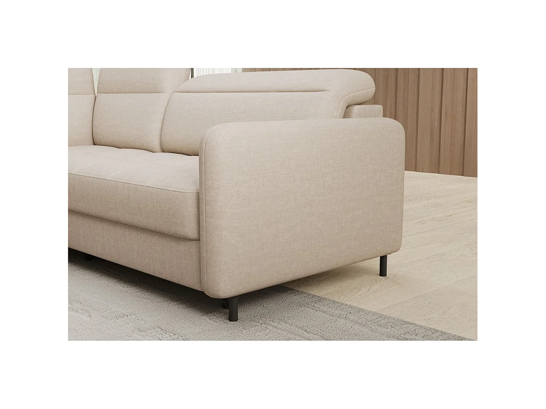 Canapé d'angle gauche convertible BARNEA 208 cm crème avec rangement