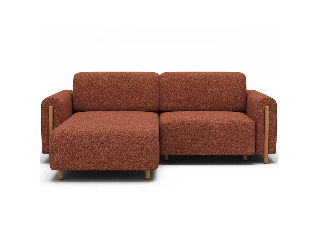 Canapé d'angle convertible ARVESSA terracotta chenille – Angle gauche