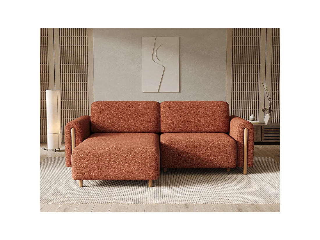 Canapé d'angle convertible ARVESSA terracotta chenille – Angle gauche