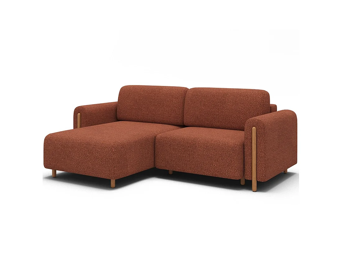 Canapé d'angle convertible ARVESSA terracotta chenille – Angle gauche