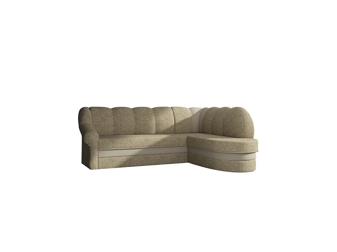 Canapé d'angle droit convertible BENANA 250 cm beige et marron avec coffre de rangement