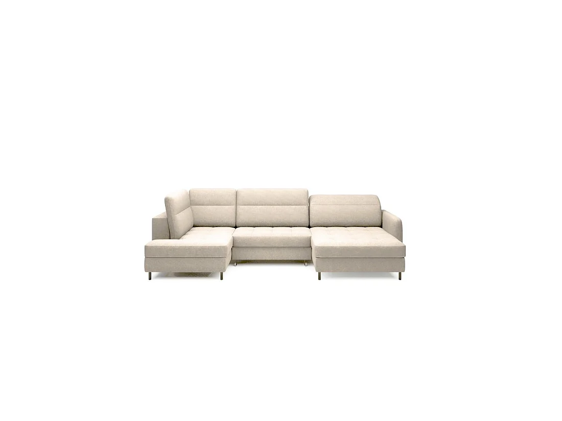 Canapé d'angle convertible BERTHO 306 cm beige – Angle droit avec coffre