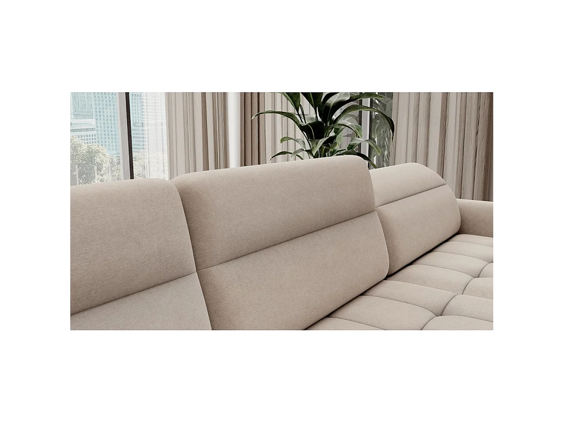 Canapé d'angle convertible BERTHO 306 cm beige – Angle droit avec coffre
