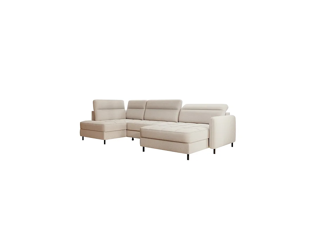 Canapé d'angle convertible BERTHO 306 cm beige – Angle droit avec coffre