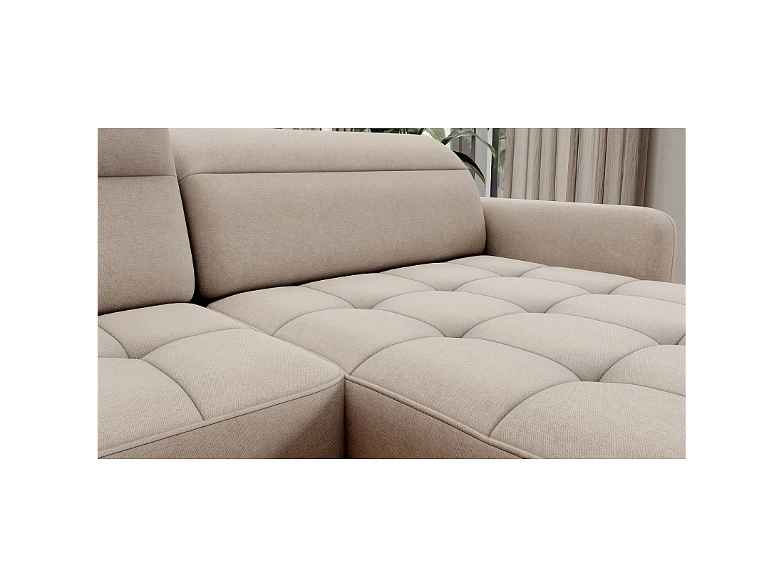 Canapé d'angle convertible BERTHO 306 cm beige – Angle droit avec coffre