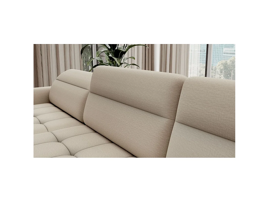 Canapé d'angle convertible BERTHO 306 cm beige – Angle gauche avec coffre