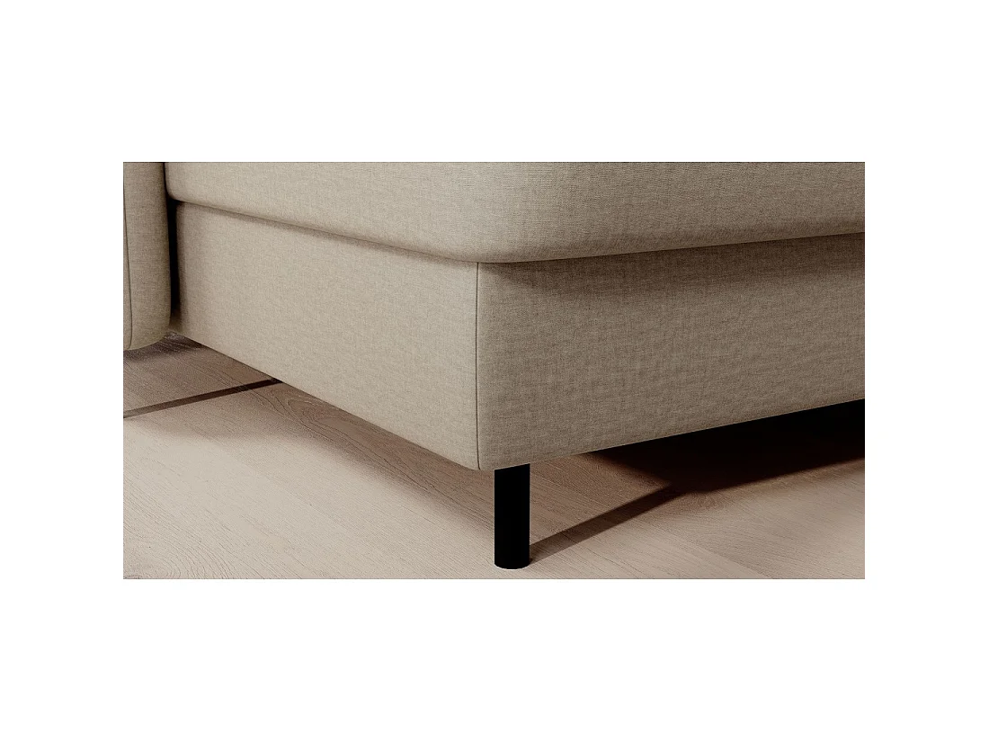 Canapé d'angle convertible BERTHO 306 cm beige – Angle gauche avec coffre