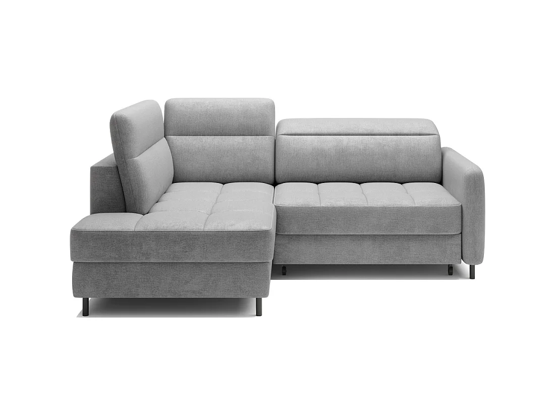 Canapé d'angle gauche convertible BARNEA 208 cm gris clair avec rangement