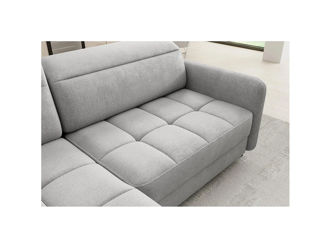 Canapé d'angle gauche convertible BARNEA 208 cm gris clair avec rangement