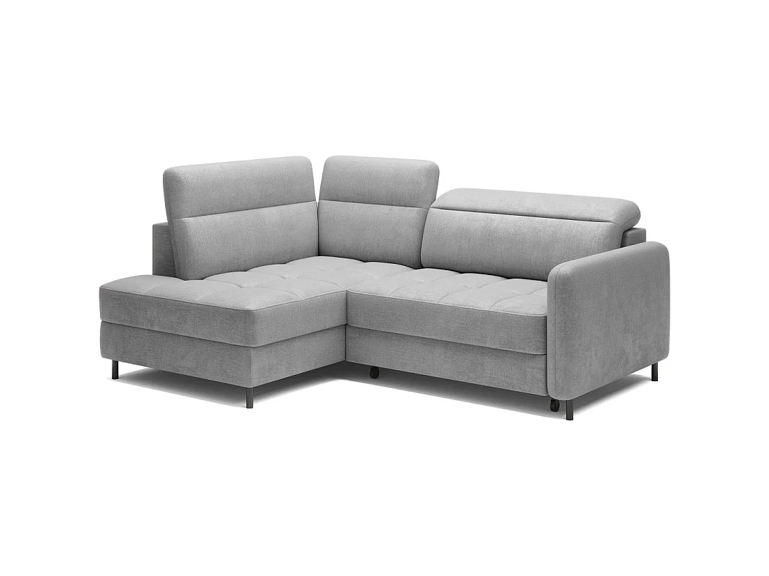 Canapé d'angle gauche convertible BARNEA 208 cm gris clair avec rangement