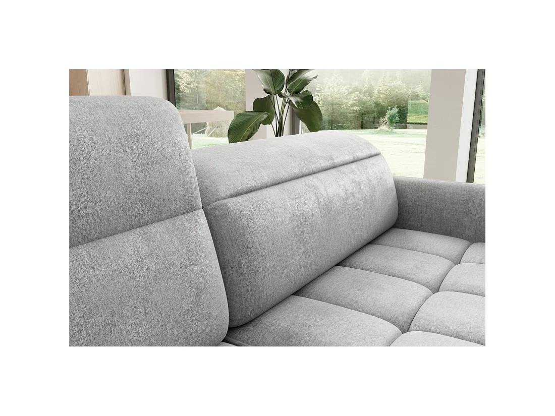 Canapé d'angle gauche convertible BARNEA 208 cm gris clair avec rangement