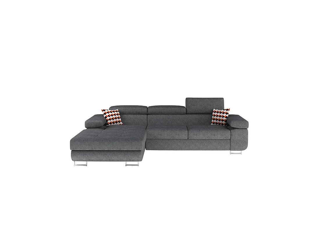 Canapé d'angle convertible AMANDA gris en tissu jacquard