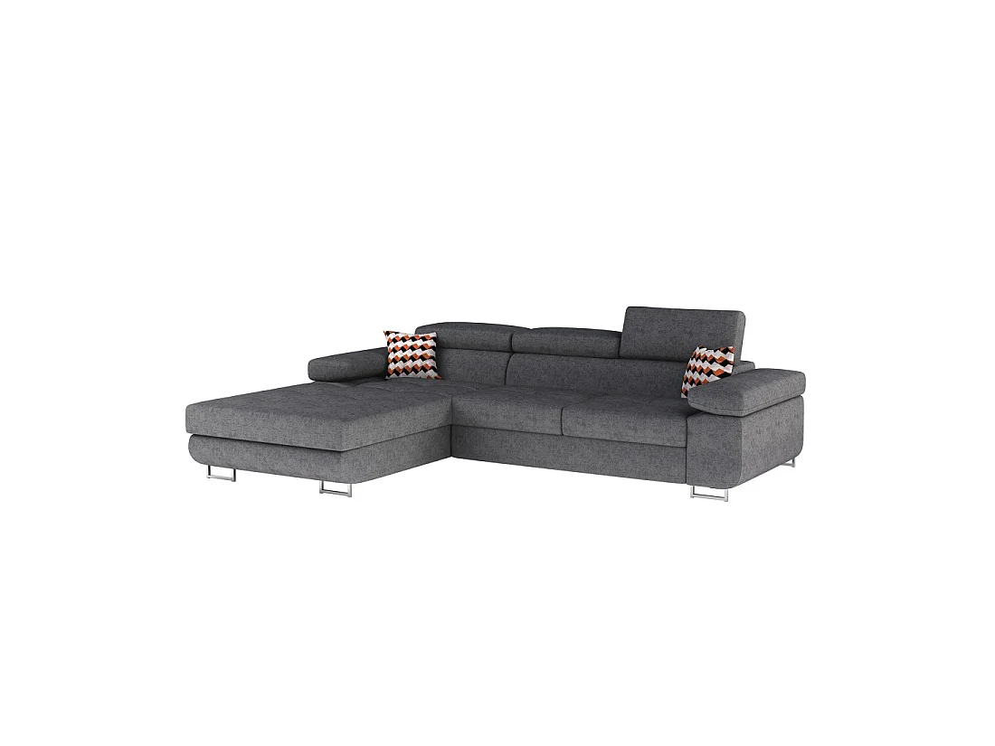 Canapé d'angle convertible AMANDA gris en tissu jacquard