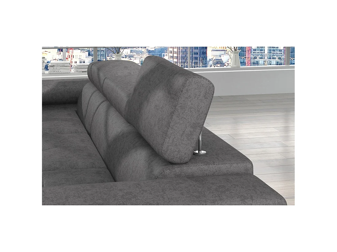 Canapé d'angle convertible AMANDA gris en tissu jacquard
