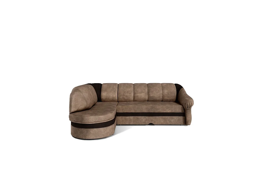 Canapé d'angle gauche convertible BENANA 250 cm marron et marron foncé avec coffre