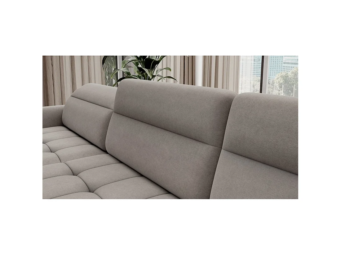 Canapé d'angle convertible BERTHO 306 cm gris clair – Angle gauche avec coffre