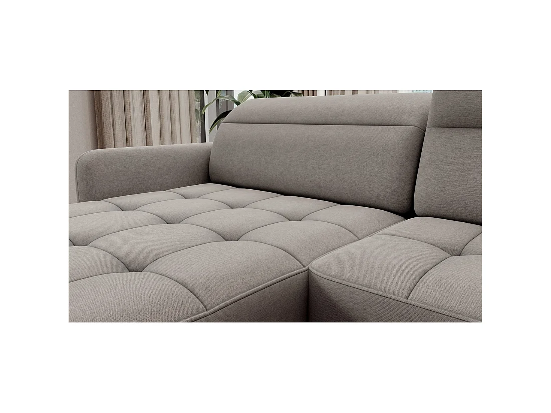 Canapé d'angle convertible BERTHO 306 cm gris clair – Angle gauche avec coffre