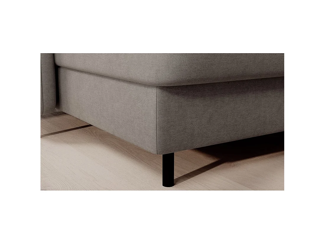 Canapé d'angle convertible BERTHO 306 cm gris clair – Angle gauche avec coffre