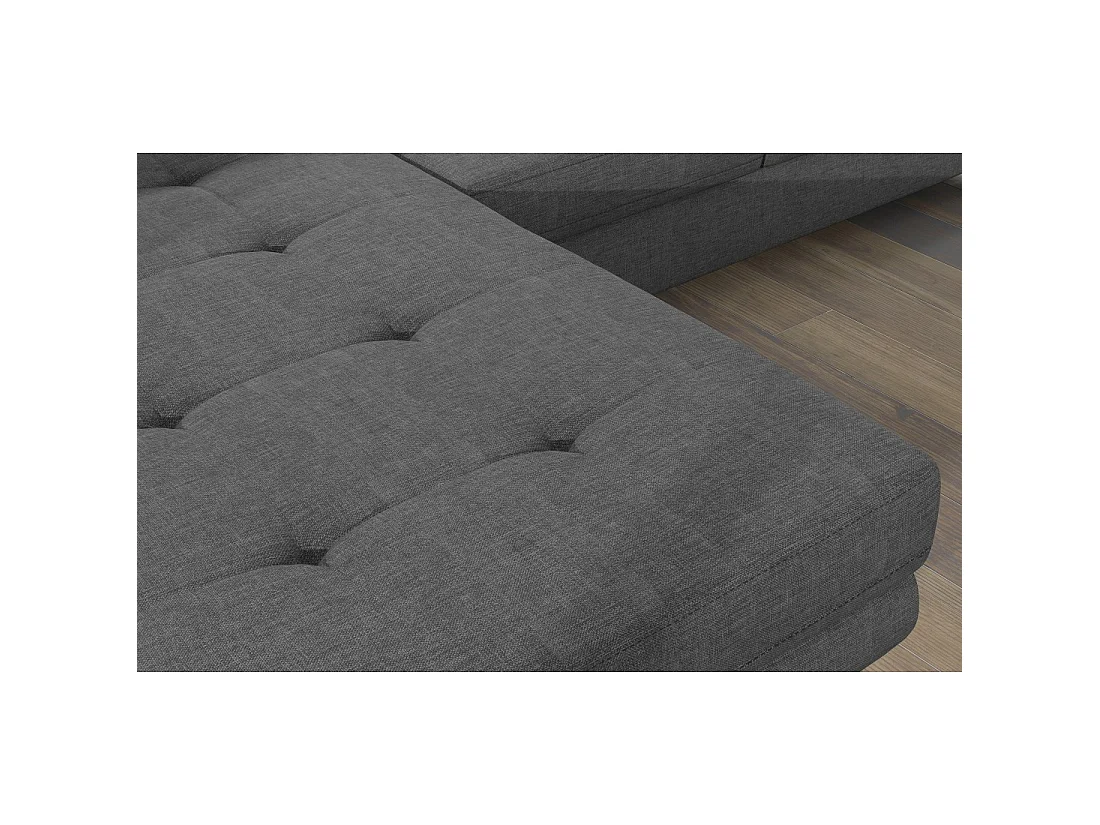 Canapé d'angle convertible AMANDA gris foncé chenille fine avec coffre