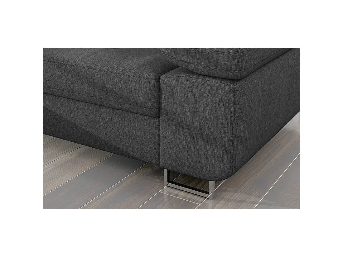 Canapé d'angle convertible AMANDA gris foncé chenille fine avec coffre