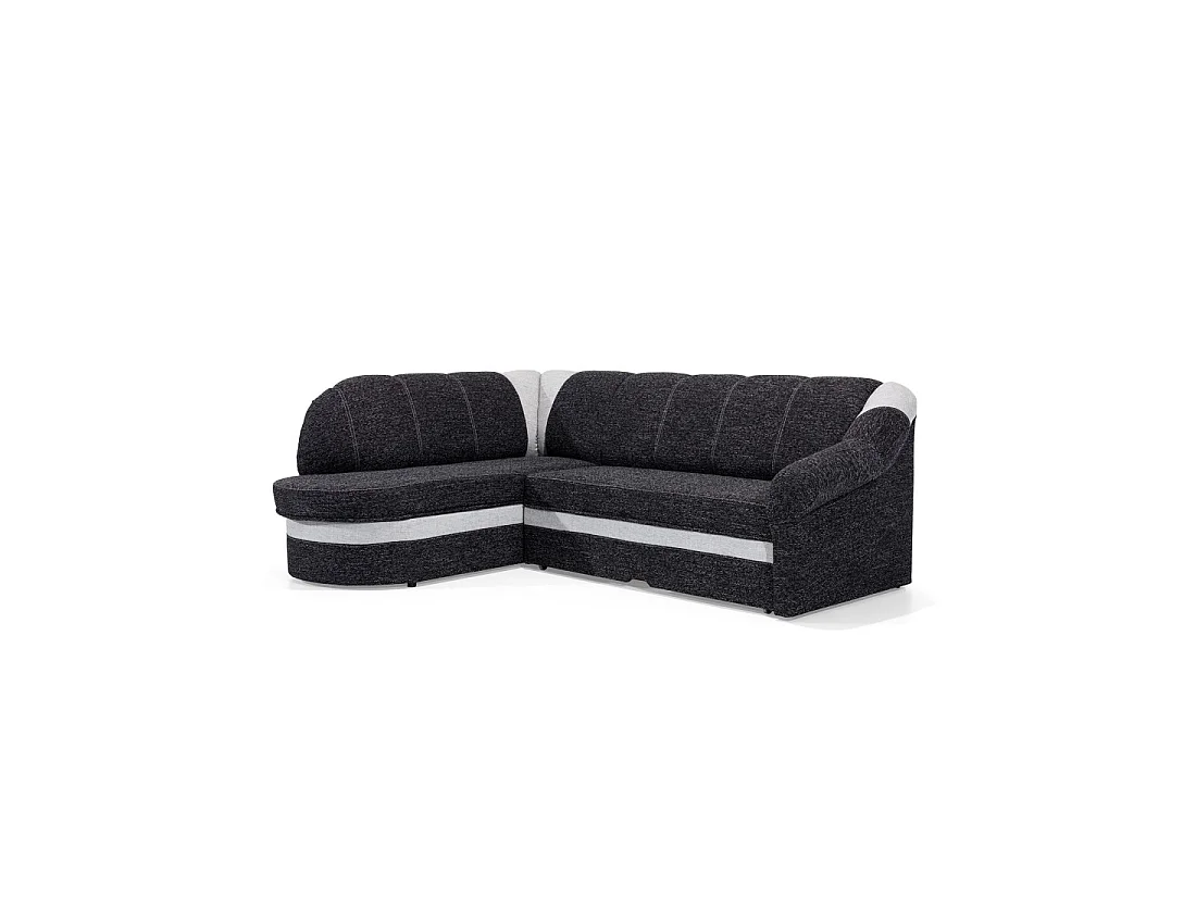 Canapé d'angle gauche convertible BENANA 250 cm noir et blanc avec coffre