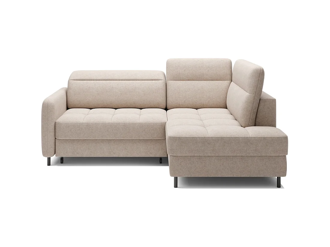 Canapé d'angle droit convertible BARNEA 208 cm beige crème avec rangement