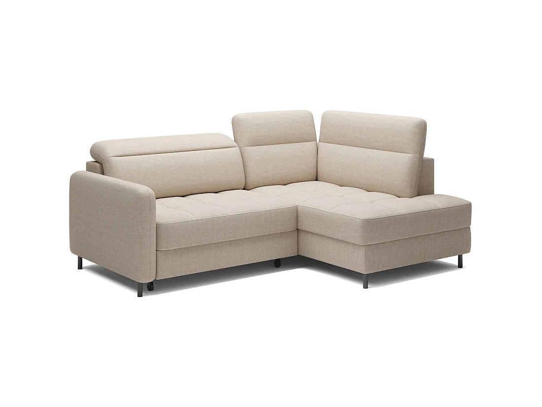 Canapé d'angle droit convertible BARNEA 208 cm beige crème avec rangement