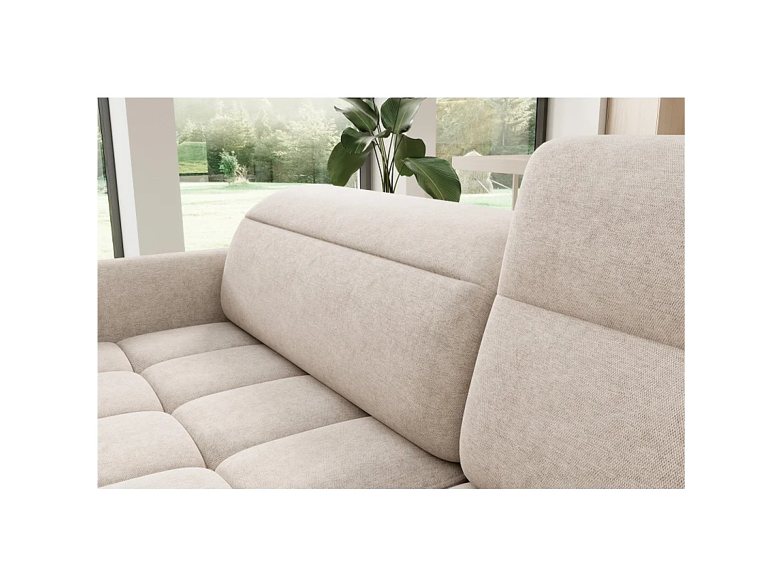 Canapé d'angle droit convertible BARNEA 208 cm beige crème avec rangement