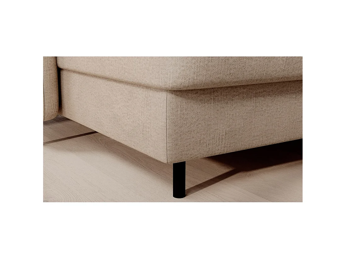 Canapé d'angle convertible BERTHO 306 cm beige crème – Angle gauche avec coffre