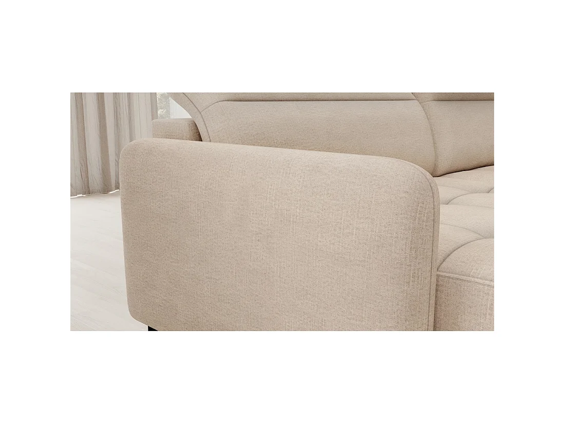 Canapé d'angle convertible BERTHO 306 cm beige crème – Angle gauche avec coffre