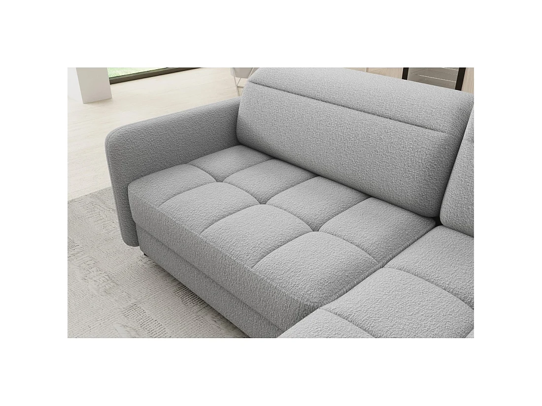Canapé d'angle droit convertible BARNEA 208 cm gris chiné avec rangement