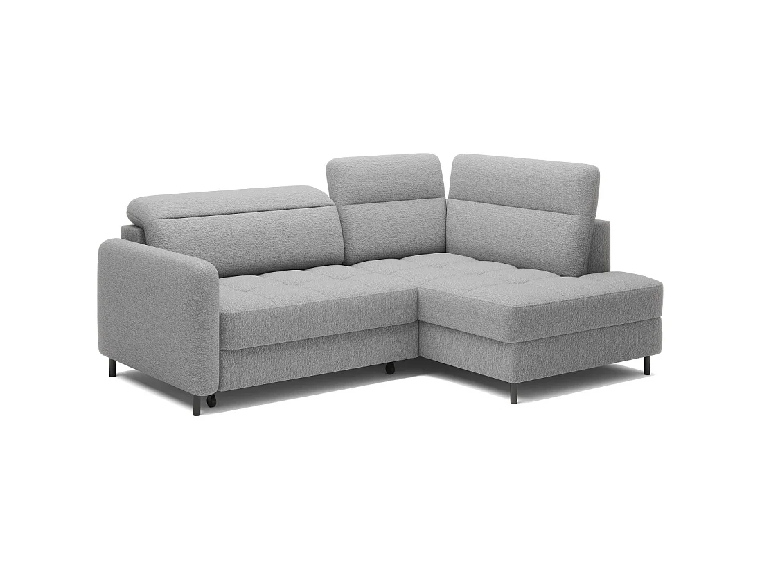 Canapé d'angle droit convertible BARNEA 208 cm gris chiné avec rangement
