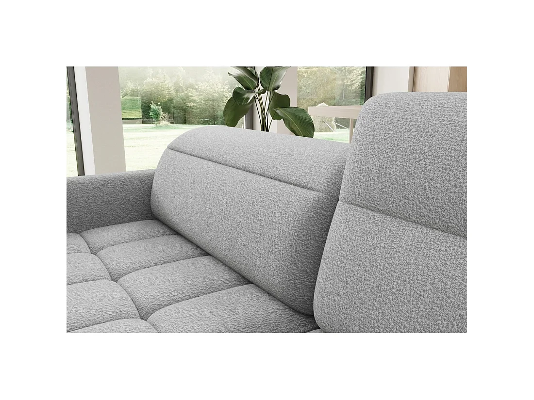 Canapé d'angle droit convertible BARNEA 208 cm gris chiné avec rangement