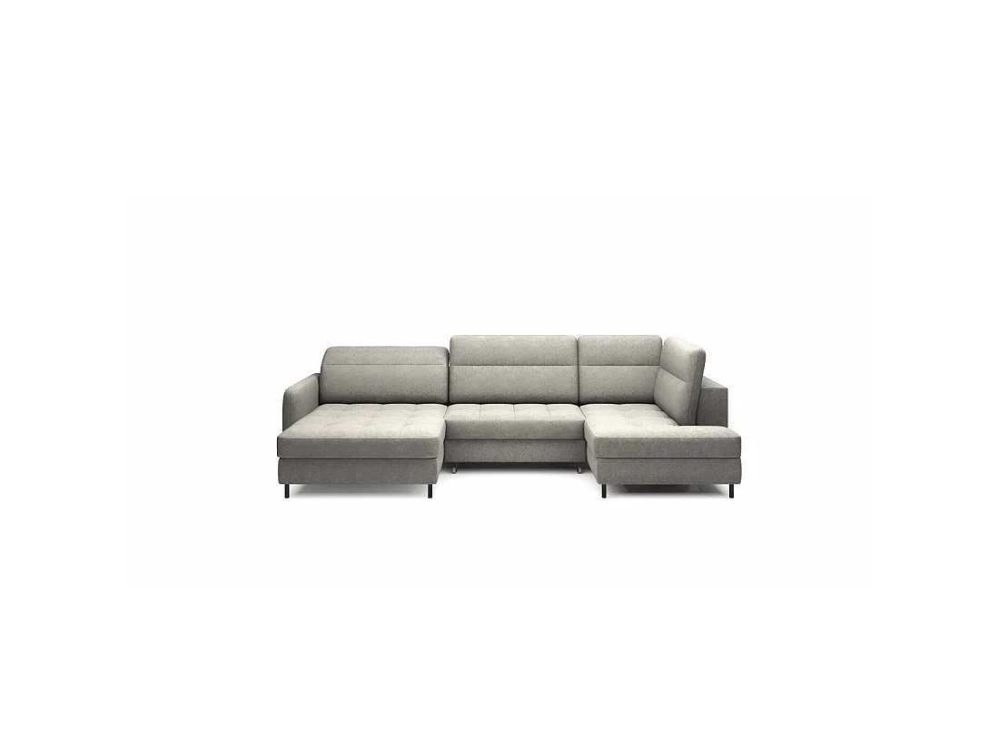 Canapé d'angle convertible BERTHO 306 cm gris – Angle gauche avec coffre
