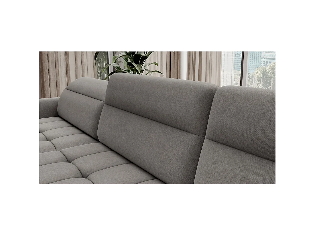 Canapé d'angle convertible BERTHO 306 cm gris – Angle gauche avec coffre
