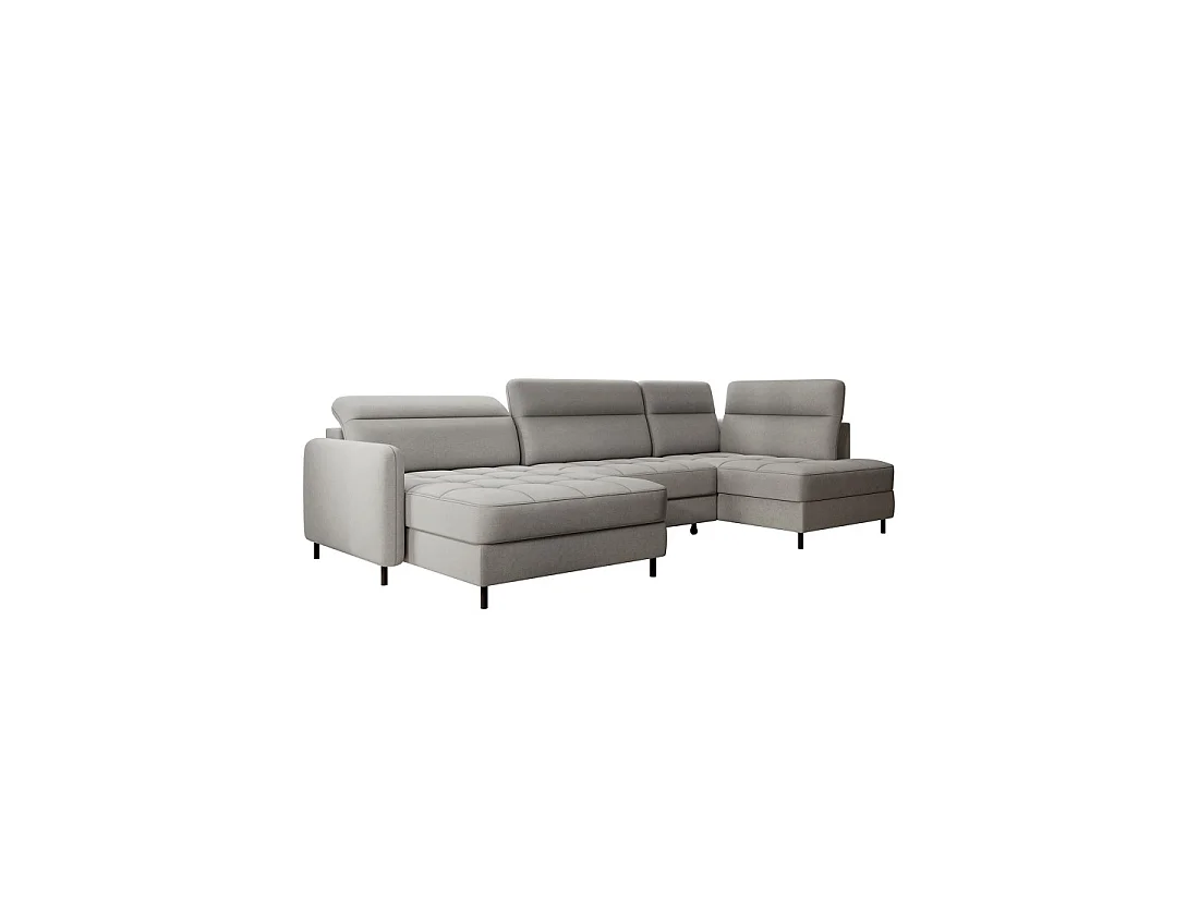 Canapé d'angle convertible BERTHO 306 cm gris – Angle gauche avec coffre