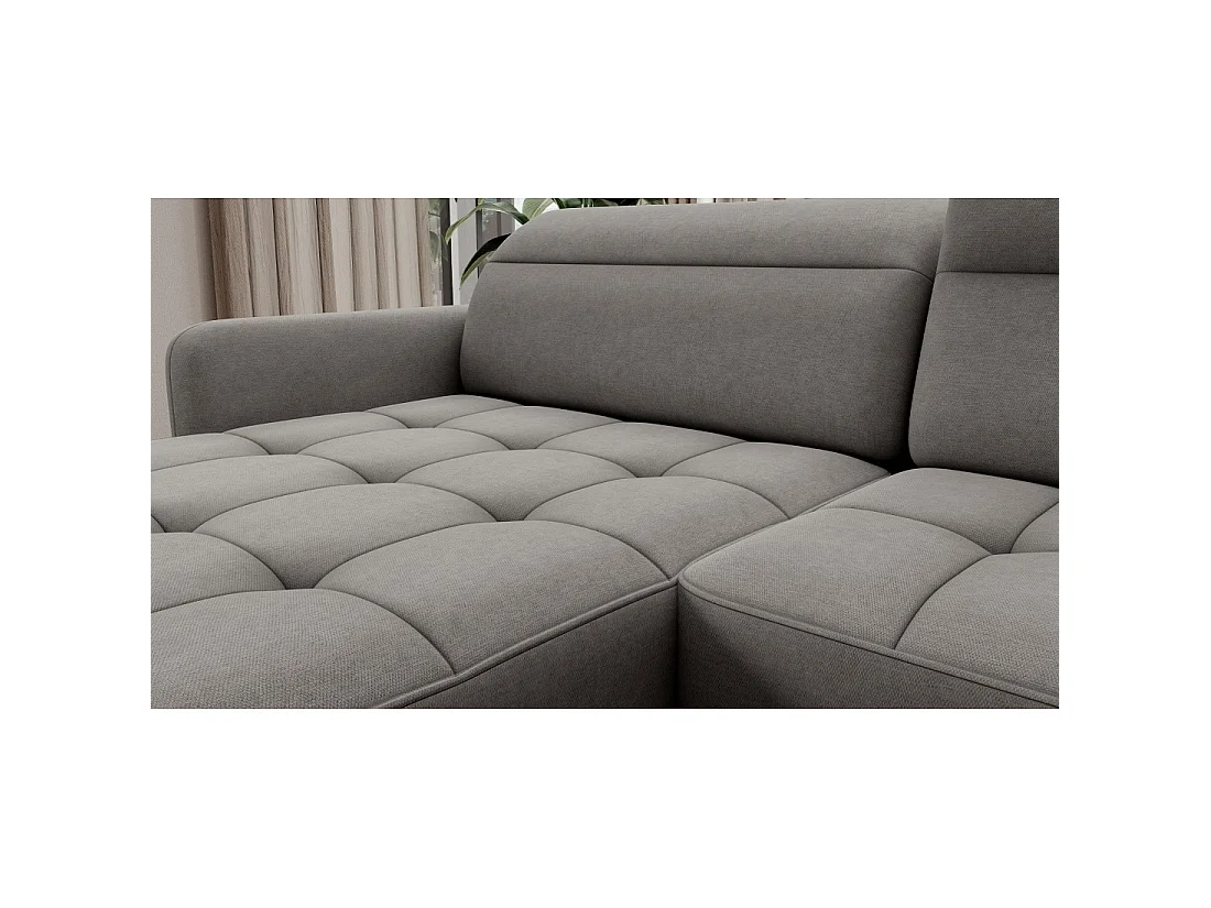 Canapé d'angle convertible BERTHO 306 cm gris – Angle gauche avec coffre
