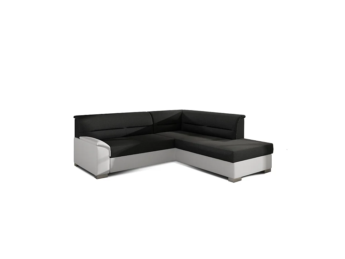 Canapé d'angle convertible TROMSO noir et blanc – Angle droit avec coffre