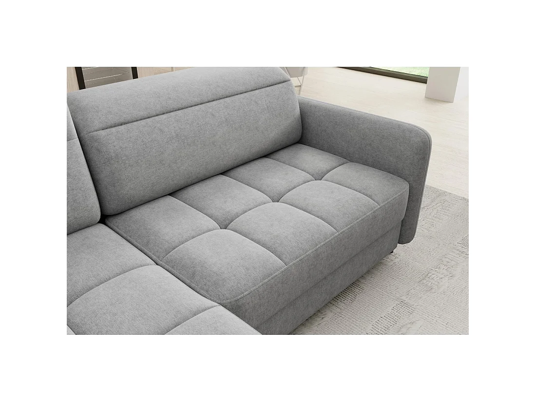 Canapé d'angle gauche convertible BARNEA 208 cm gris clair avec rangement