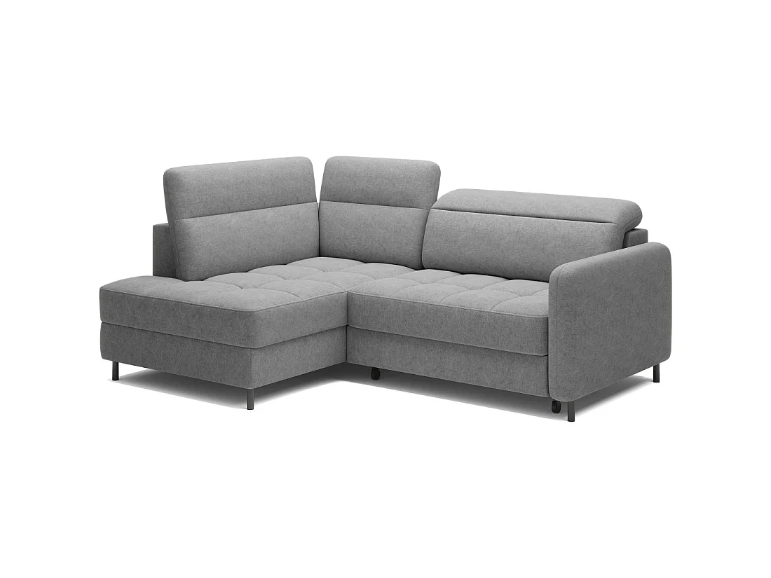 Canapé d'angle gauche convertible BARNEA 208 cm gris clair avec rangement