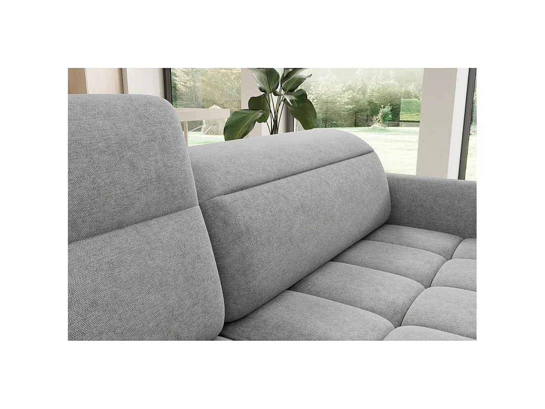 Canapé d'angle gauche convertible BARNEA 208 cm gris clair avec rangement